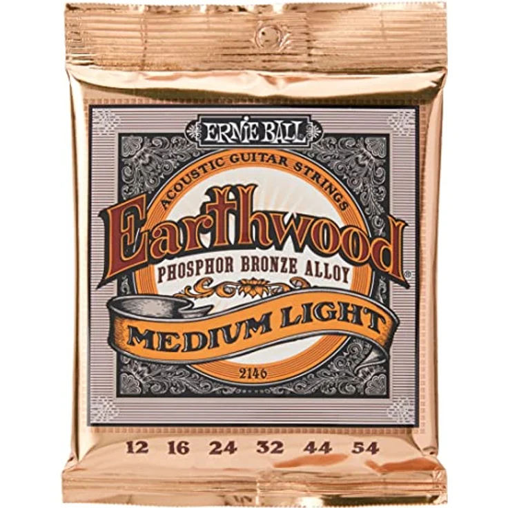 Ernie Ball Earthwood Medium Light Akustik-Gitarrensaiten, Phosphor-Bronze, Stärke 12–54, warmer Klang, USA-Herstellung – Bild 2