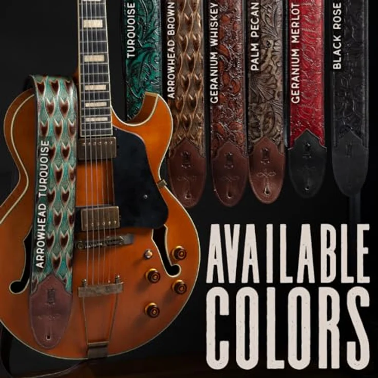 Levys Sundance Line Strap 3" WBRN, gepolsterter Gitarrengurt aus geprägtem Leder, floral, Whisky Braun, verstellbar von 94 cm bis 132 cm – Bild 6