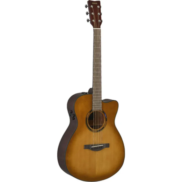 Yamaha TAS1 C Sand Burst, Concert Cutaway Westerngitarre mit Tonabnehmer, massiv Fichten-Decke, eingebautem Reverb, Chorus und Delay, Bluetooth Audio Playback, inklusive Gigbag