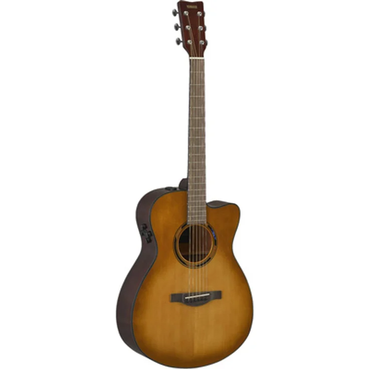 Yamaha TAS1 C Sand Burst, Concert Cutaway Westerngitarre mit Tonabnehmer, massiv Fichten-Decke, eingebautem Reverb, Chorus und Delay, Bluetooth Audio Playback, inklusive Gigbag