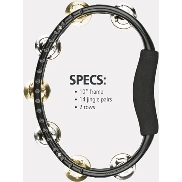 Meinl TMT1M-BK Recording Tambourine, doppelreihig mit 14 Paar Stahl- und Messingschellen, ABS-Kunststoffrahmen, schwarz, gepolsterter Griff – Bild 5