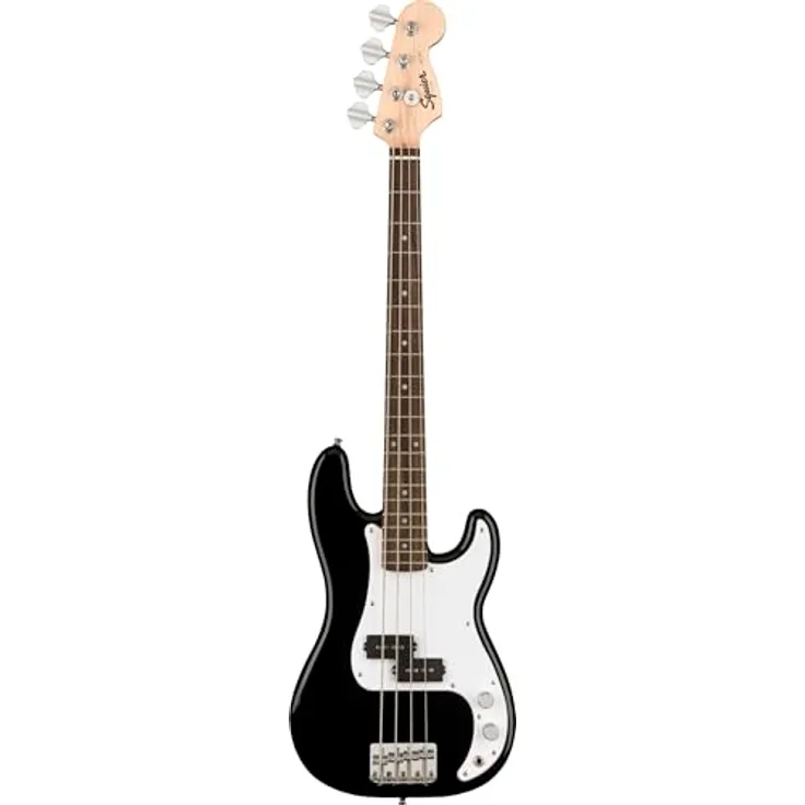 Fender Squier Mini Precision Bass, E-Bass in Schwarz mit Split Single-Coil Pickup, inkl. kostenlose Fender Play Kurse