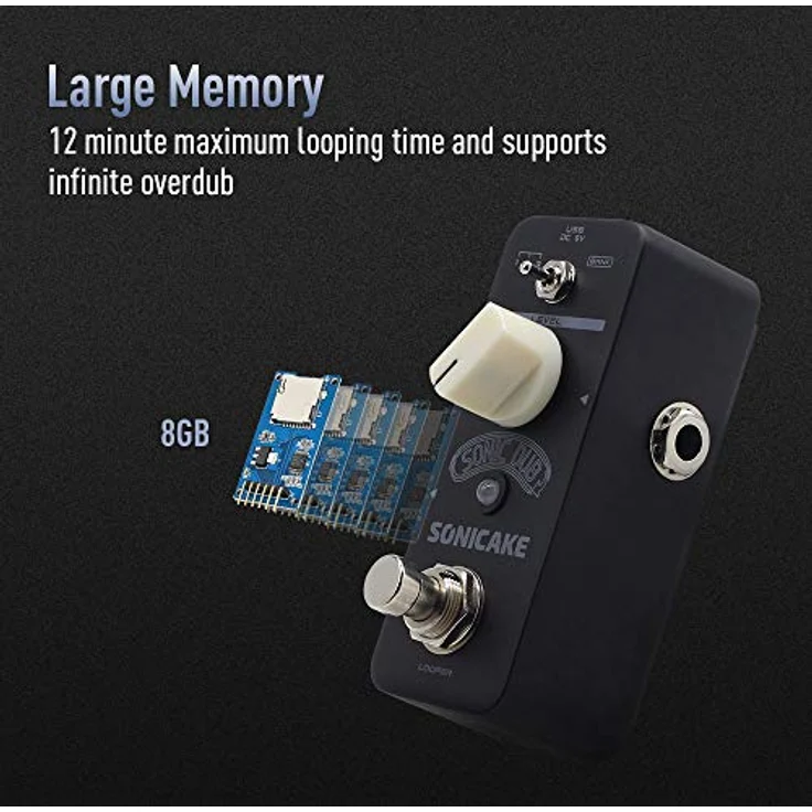 SONICAKE Looper Gitarre Effektpedal, 12 Minuten Looping Zeit, 24 Bit 44.1 kHz Qualität, mit 3 Bankspeicher für Loops – Bild 3