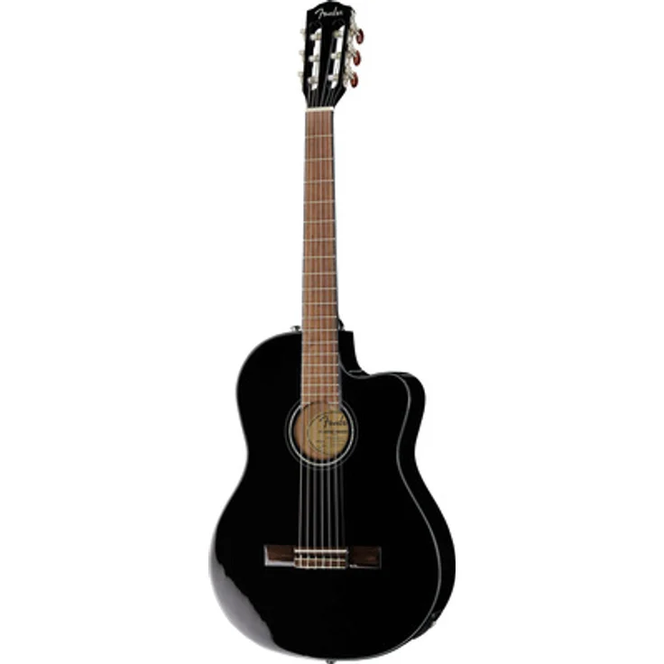 Fender CN-140SCE Thinline Black, Konzertgitarre mit massiver Zederdecke, Cutaway und Fishman Elektronik, schwarz hochglanz – Bild 1
