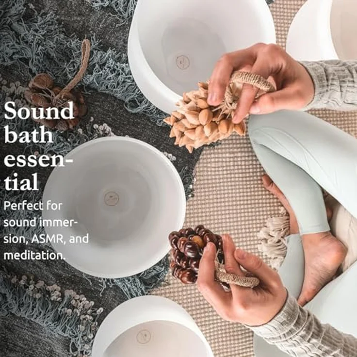 Sonic Energy Kenari Nussschalen Shaker, ca. 32 cm, Klangvolles Soundeffekt-Instrument mit Handgelenkband für Therapie und Percussion – Bild 4