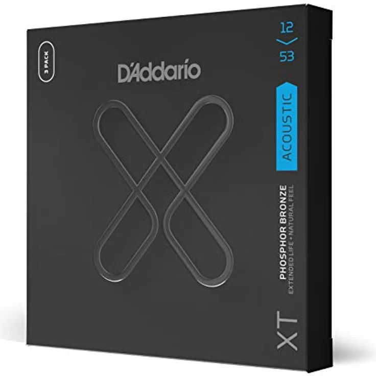 D'Addario XTAPB1253, Coated Phosphorbronze Gitarrensaiten für Westerngitarre, Light 12-53, 3 Sätze – Bild 1