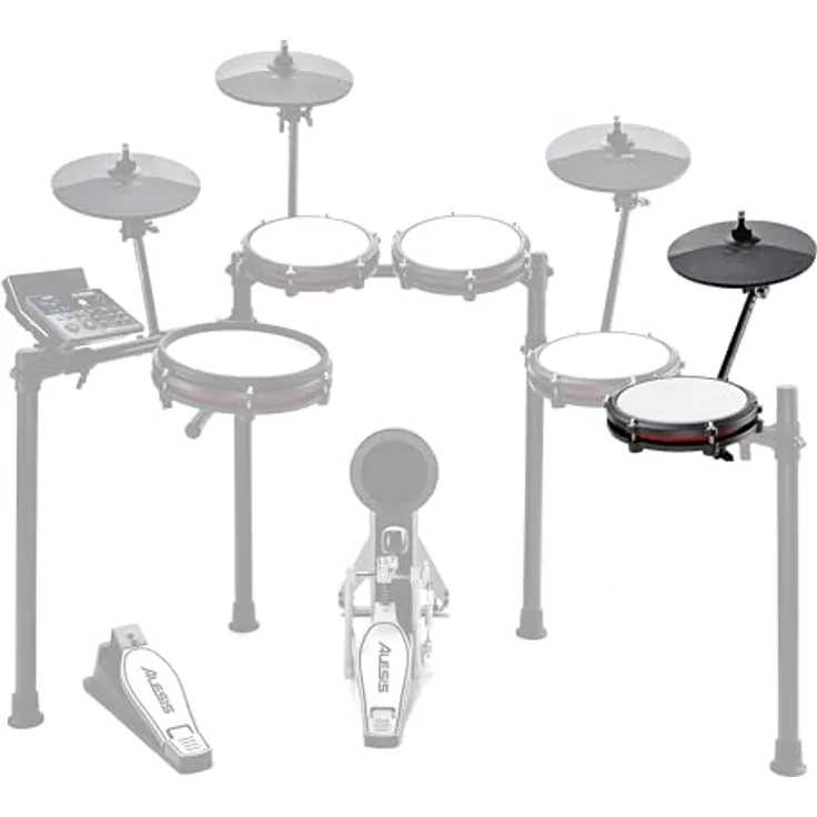Alesis Drums Nitro Max Expansion Pack, E-Drum Set Erweiterung mit 8" Mesh Tom Pad, 10" Becken mit Choke und Verbindungskabeln