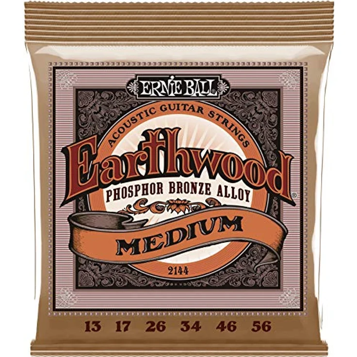 Ernie Ball Earthwood Medium Akustik-Gitarrensaiten, Phosphor-Bronze, Stärke 13–56, warmer Klang mit Element Shield-Verpackung – Bild 1