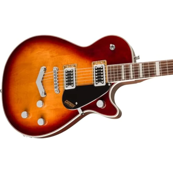 Gretsch G5220 EMTC Jet SWT TEA, E-Gitarre mit Mahagoni-Korpus, Ahorn-Decke, 2x Black Top Broad’Tron Tonabnehmer, Sweet Tea – Bild 5