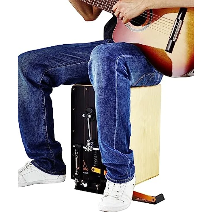 Ortega Guitars Cajon Pedal Links OCJP-GB, Metall Pedal mit verstellbarem Schaumstoffschlägel für Trommelkiste, inklusive Tasche und Drum Key – Bild 2