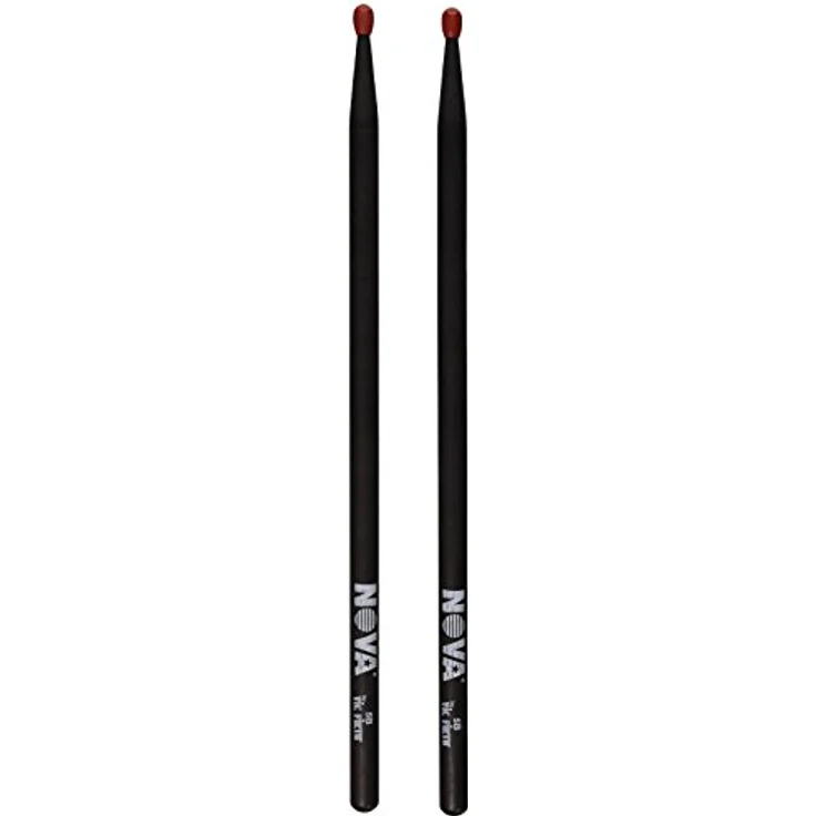 Vic Firth 5BNB Nova Hickory Schlagzeugstöcke, Nylonkopf, schwarz, 406 mm Länge, 15,1 mm Durchmesser, ovale Kopfform – Bild 1