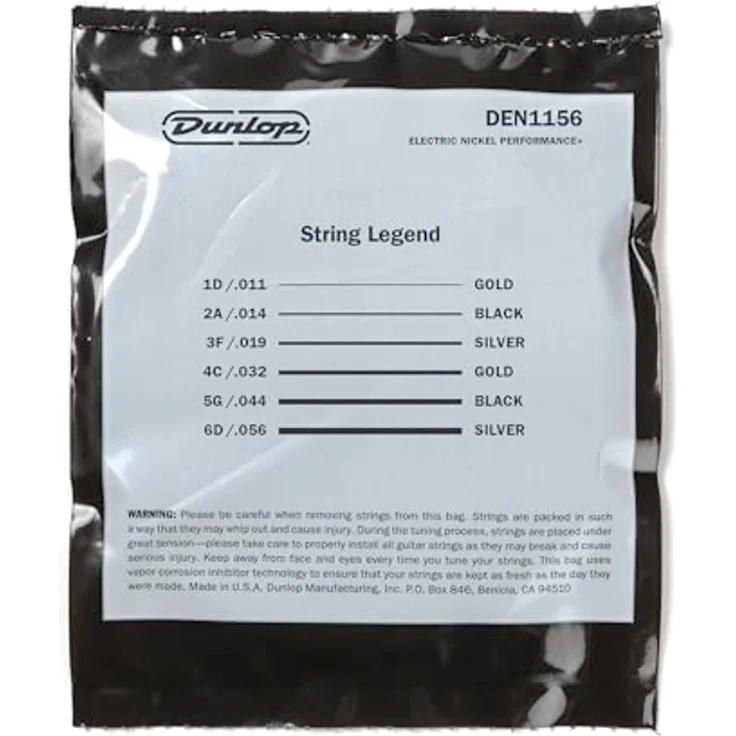 Dunlop DEN1156 Gitarrensaiten für elektrische Gitarre, vernickelter Stahl 11-56, innovative Hybrid-Wickeltechniken, VCI-Fresh-Technologie Beutel – Bild 3