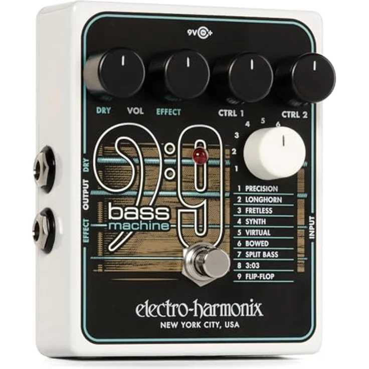 Electro Harmonix BASS9 Bass Machine, Effektpedal für E-Gitarre mit 9 verschiedenen Bassklängen, inklusive Netzadapter – Bild 2