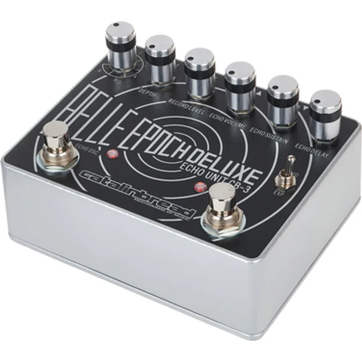 Catalinbread Belle Epoch Deluxe, Effektpedal mit authentischem 1970er Echoplex Klang, Schwarz auf Silber