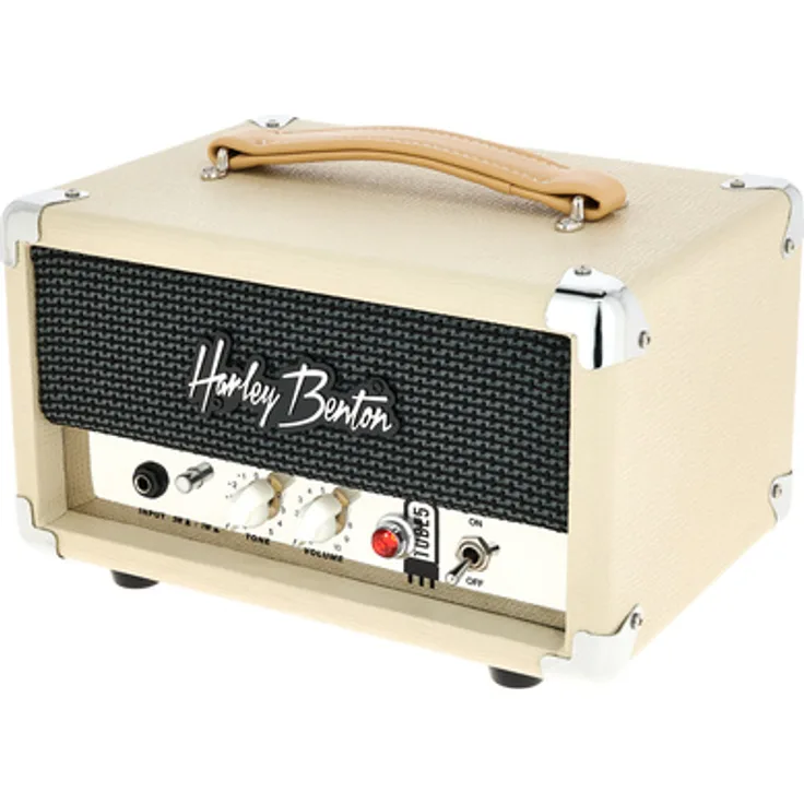 Harley Benton TUBE5 Head, Class-A Röhrenverstärker mit 5 Watt Leistung, Crème / Beige Tolex