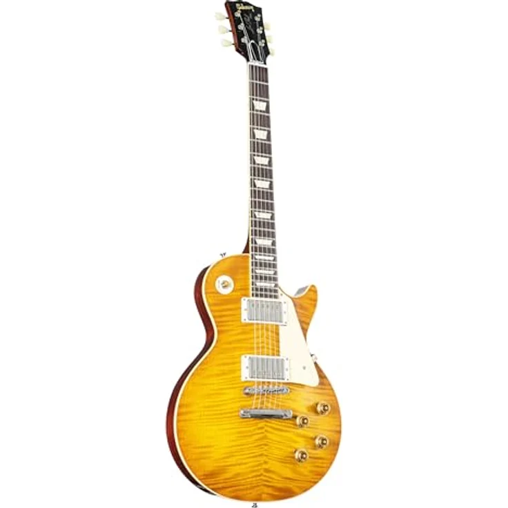 Gibson Les Paul 59 Dirty Lemon VOS, E-Gitarre mit geflammter Ahorn-Decke, massiven Mahagoni-Korpus und Custombucker AlNiCo III, Farbe: Dirty Lemon – Bild 1