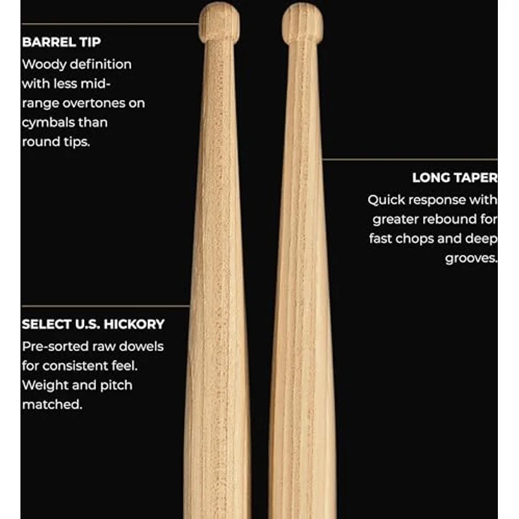 Meinl HD2 Concert Hickory, Drumsticks aus hickory Holz mit leichtem Gewicht, 406 mm Länge, 16 mm Durchmesser, made in Germany – Bild 4