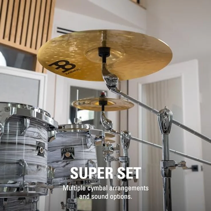 Meinl Cymbals HCS Super Schlagzeug Becken Set, 14 Zoll Hihat, 20 Ride, 16 Crash, 18 Crash, 16 China, 10 Splash, Messing, traditionelles Finish, inkl. Video Box Pack – Bild 4