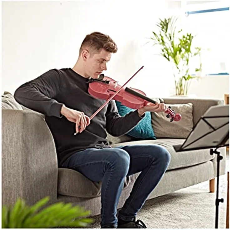 Gear4music Student 3/4 Größe Violine mit Kolophoniumbogen, rosa Etui und warmem Klang – Bild 3