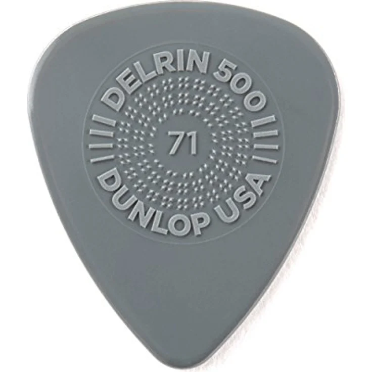 Dunlop Prime Grip Delrin 500 0.71, Plektrumset mit 12 Stück, grau, 0,71 mm Stärke, Standard Form, Low-Profile Grip – Bild 2