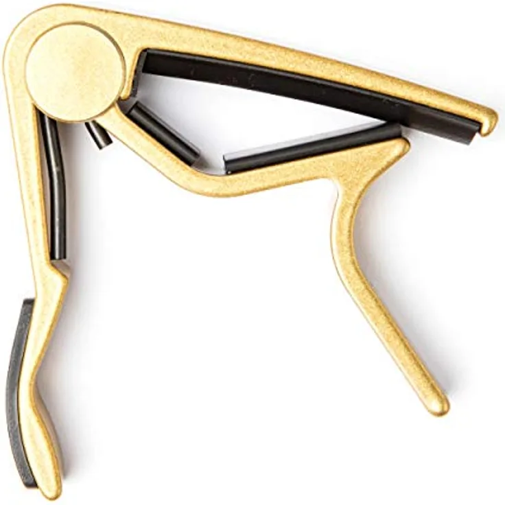 Dunlop Trigger Capo Acoustic Curved G, Kapodaster für Western/Akustik-Gitarre, Farbe: Gold