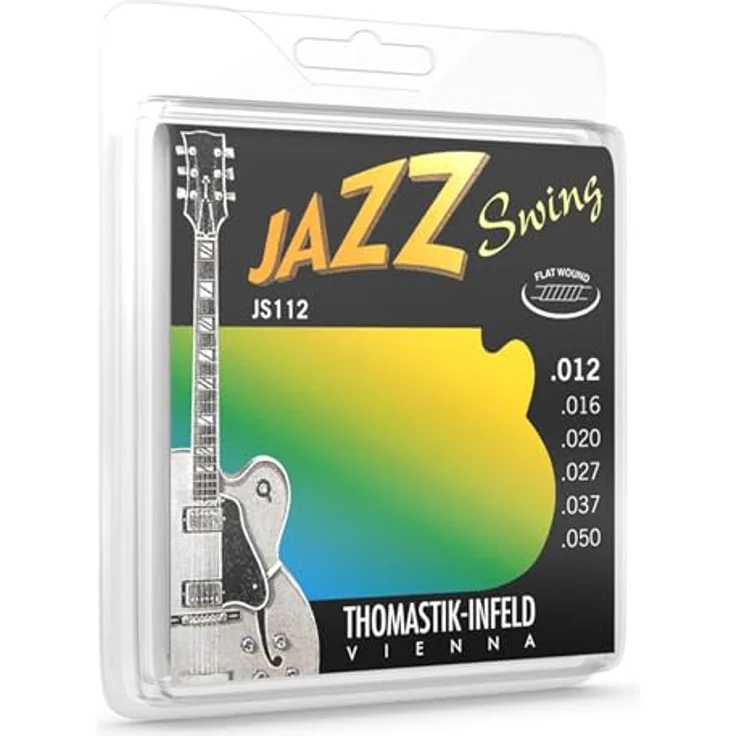 Thomastik Jazz Swing Series E-Gitarrensaiten, Nickel Flat Wound, Satz JS112 Medium Light .012-.050w für semi-akustische und akustische Jazzgitarren – Bild 1