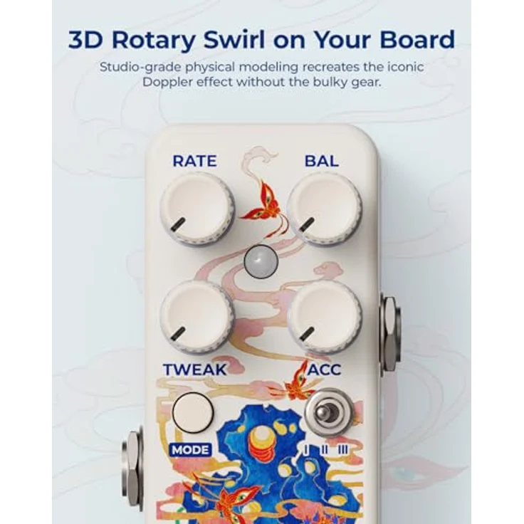 Klowra Whorl Dynamic Rotary, digitales Rotary-Speaker-Pedal mit 3D-Doppler-Effekt und drei Cabinet-Voicings, schwarz – Bild 2