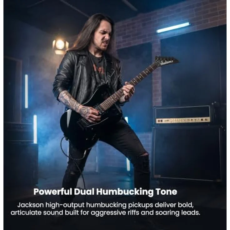Jackson E-Gitarre JS Series Dinky JS12 AM, Pappel-Korpus, geschraubter Ahornhals, High-Output Humbucker, Gloss Black – Bild 7