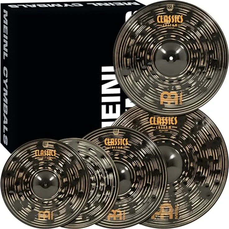 Meinl Classics Custom Dark Promo Set, limitierte Edition Schlagzeugbecken, 14" Hi-Hat, 16" Crash, 18" Crash, 20" Ride, Dark Finish, B12 Bronze – Bild 1