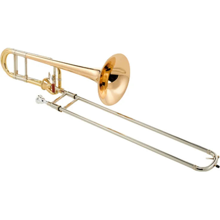 Bach LT 42AFG Bb/F-Tenorposaune mit Axial Quartventil, Open-Wrap Bauweise, Neusilber Lightweightzug, Goldmessing Schallbecher, klar lackiert, inkl. Bach 6-1/2A Mundstück und Deluxe Holzkoffer