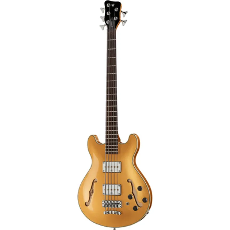 Warwick RB Star Bass 5 MGHP, 5-Saiter E-Bass mit Ahorn Decke, Wenge Griffbrett und Metallic Gold High Polish Finish
