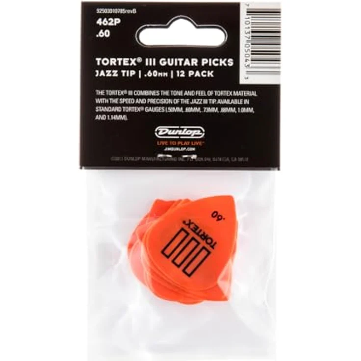 Dunlop Tortex III Riffle 060 Pack, Plektren Set mit 12 Stück, Stärke 0,60, orange – Bild 5