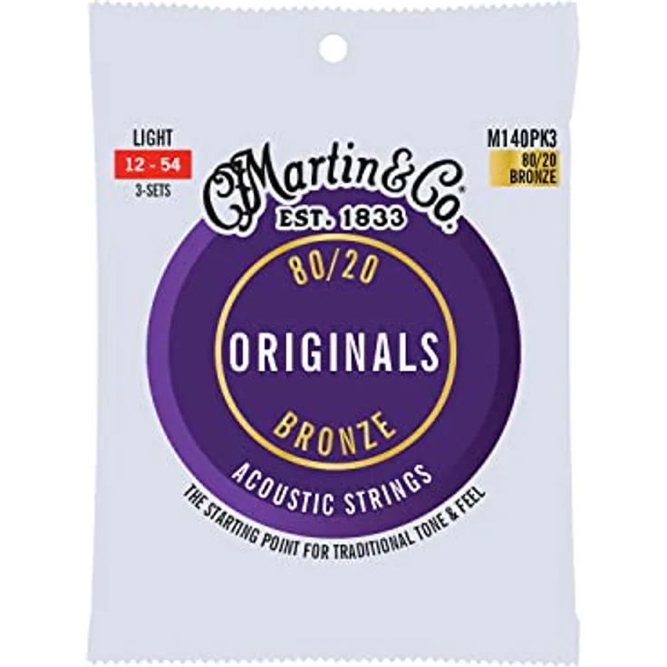 Martin M170PK3 6-Saiten-Satz für Akustikgitarren, 80/20 Bronze, Extra Light .010-.047, 3er Pack