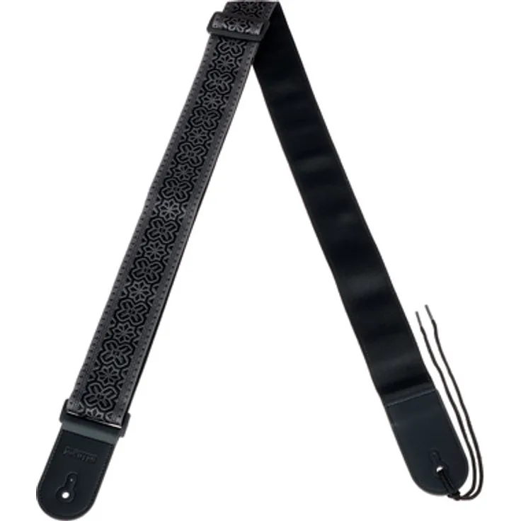 Richter Guitar Strap Retro 1955, Gitarrengurt aus weichem Jacquard und nylon, verstellbar von 86 bis 154 cm, Farbe Black & Anthracite, hergestellt in Deutschland