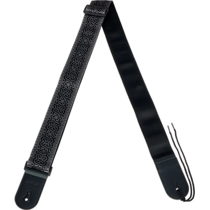Richter Guitar Strap Retro 1955, Gitarrengurt aus weichem Jacquard und nylon, verstellbar von 86 bis 154 cm, Farbe Black & Anthracite, hergestellt in Deutschland