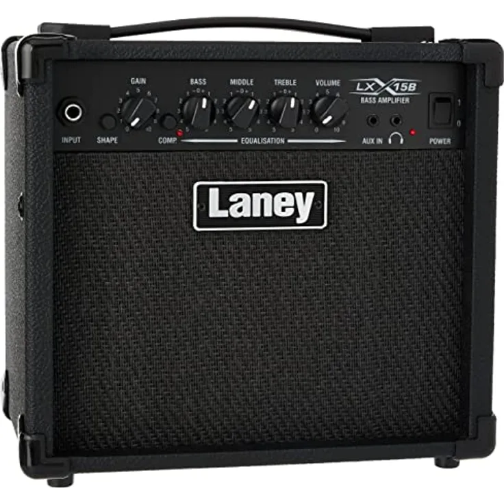 Laney LXB Series LX15B, 15W Bass Guitar Combo Amp mit 2 x 5 inch Woofers, schwarz/red