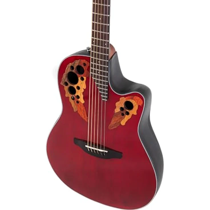 Ovation Celebrity Elite CE44-RR-G, Westerngitarre mit massiver Fichtendecke, Ruby Red Hochglanz, OP-4BT Preamp und Slimline Pickup – Bild 2