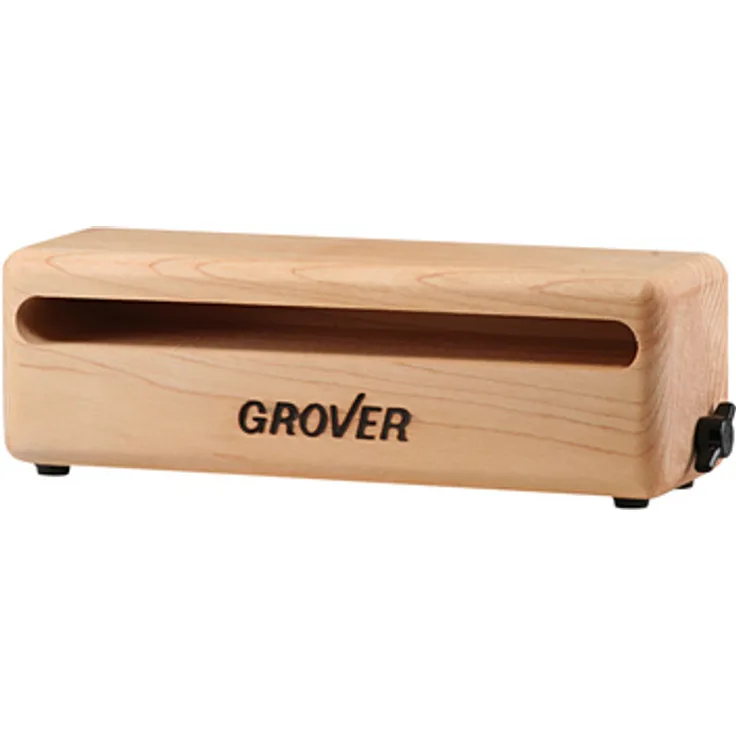 Grover Pro Percussion Woodblock WB-8, 8 Zoll Holzblock aus Ahorn mit Gummifüßen und integriertem Haltesystem
