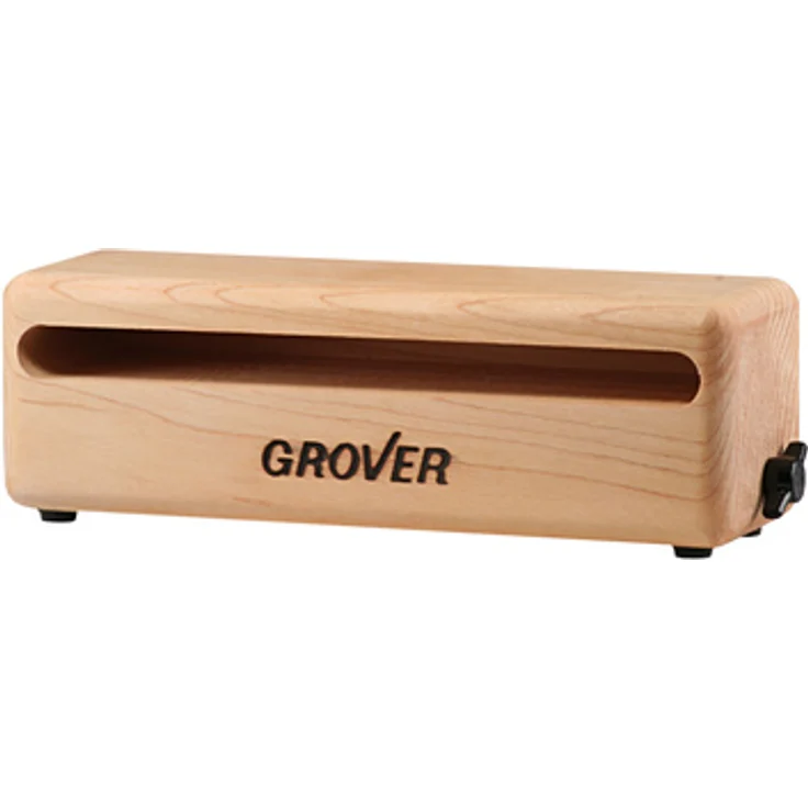 Grover Pro Percussion Woodblock WB-8, 8 Zoll Holzblock aus Ahorn mit Gummifüßen und integriertem Haltesystem