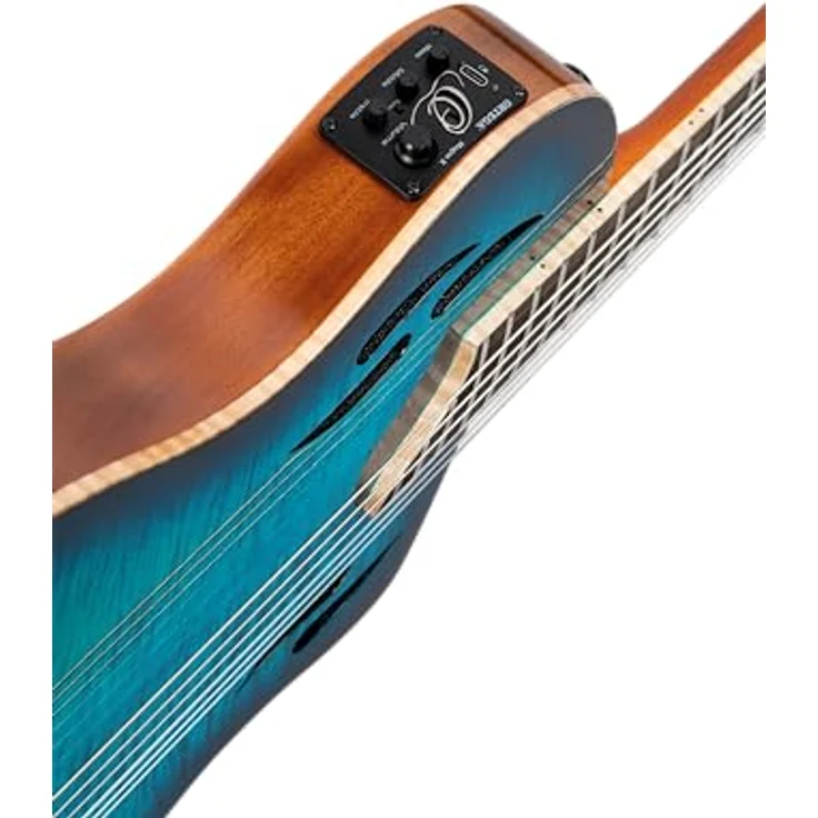 Ortega Tour Player FMA Blue, Konzertgitarre 4/4 mit Elektronik, Massive Okoume, geflammte Ahorn-Decke, blau glänzend, inkl. Gigbag – Bild 3