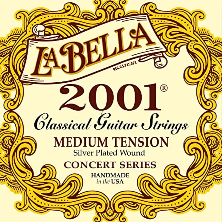 La Bella Classic 2001 MT, Saiten für klassische Gitarre, Medium Tension, Clear Nylon, Silver Plated – Bild 1