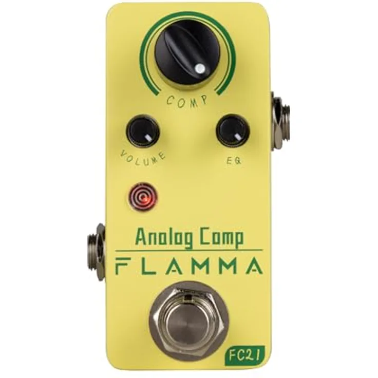 Flamma FC21 Optical Compressor, analoges Effektgerät mit Kompression, Comp, Volume EQ Regler, True Bypass, robustes Metallgehäuse