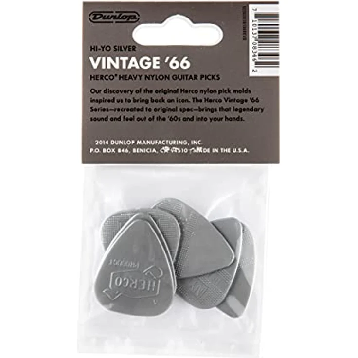 Dunlop Herco Vintage 66 Pick Heavy, Plektrum Pack mit 6 Stück, Standardform (351), aus Nylon, hohe Stärke – Bild 5