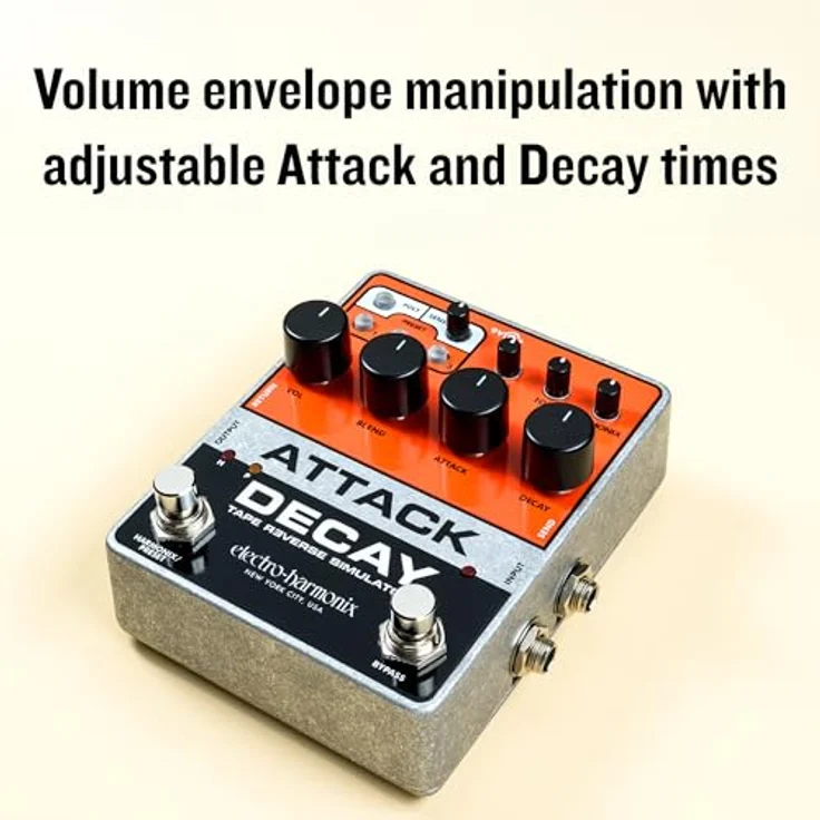 Electro Harmonix Attack Decay Tape Reverse Sim, Delay-Pedal für E-Gitarre mit Poly Mode, Harmonix Fuzz und 3 speicherbaren Presets – Bild 5