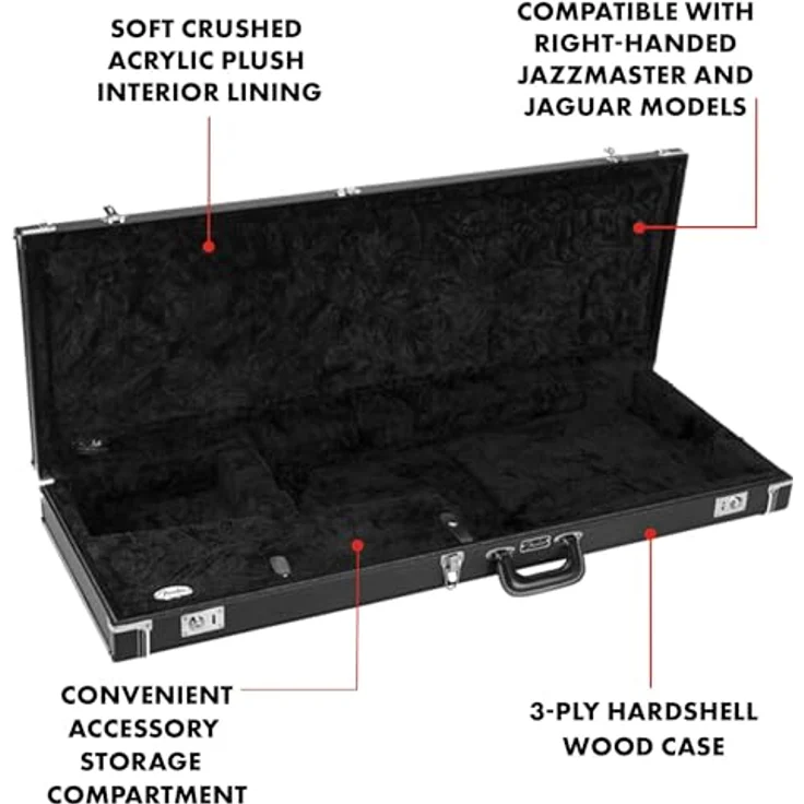 Fender CLSC SRS Case Jazzmaster, Gitarrenkoffer mit großem Zubehörfach, schwarz – Bild 3