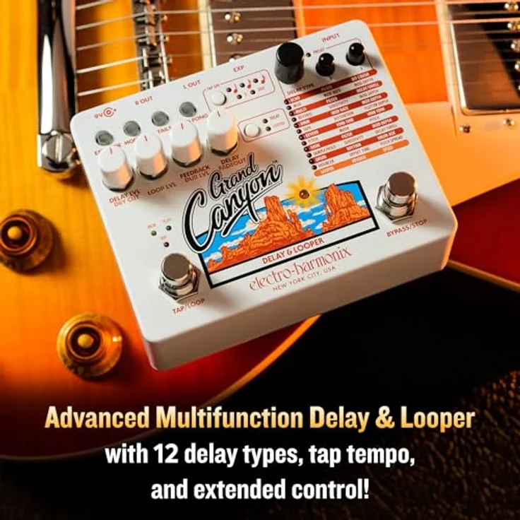 Electro Harmonix Grand Canyon, Delay und Looper Effektpedal mit 12 Effekten, 3 Sekunden Delayzeit, 16 Minuten Looperaufnahme, inklusive Netzteil – Bild 6