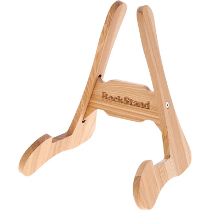 Rockstand Wood A-Frame Stand Natural, Gitarrenständer aus massivem Eschenholz mit Filz- und Gummi-Applikationen, geeignet für elektrische Gitarren und Bässe, Natural Oak Oberfläche