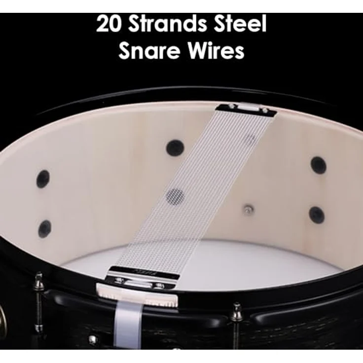 TAMA WP1465BK-NZW Snare Drum, 6.5" x 14", 8-lagiger Pappel-Kessel, Matt Schwarz Hardware, Natural Zebra Wood Wrap – Bild 5