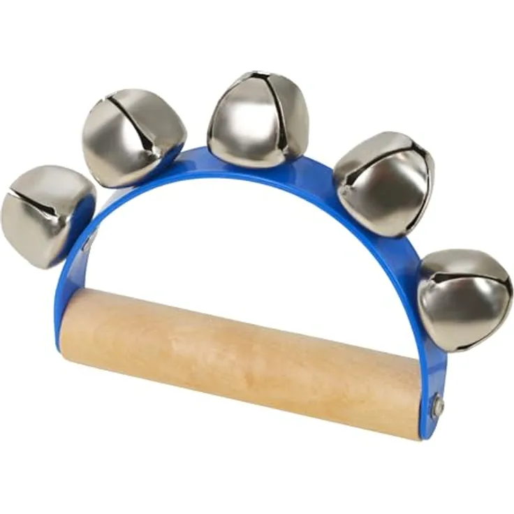 A-Star 5 Bell Jingle Shaking Sleigh Bell Handbell, blauer Holzgriff, ergonomisches Design für klare Jingle-Bell-Geräusche, ideal für Anfänger und festliche Anlässe