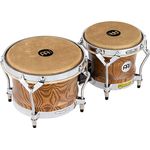 Meinl WB500ZFA-M Woodcraft Bongos, Zebra Finished Ash, 7" Macho und 9" Hembra, Kessel aus amerikanischer Weiß-Esche, matt lackiert, mit True Skin Kuhfellen und verchromter Hardware